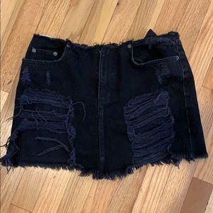 Carmar distressed black denim skirt